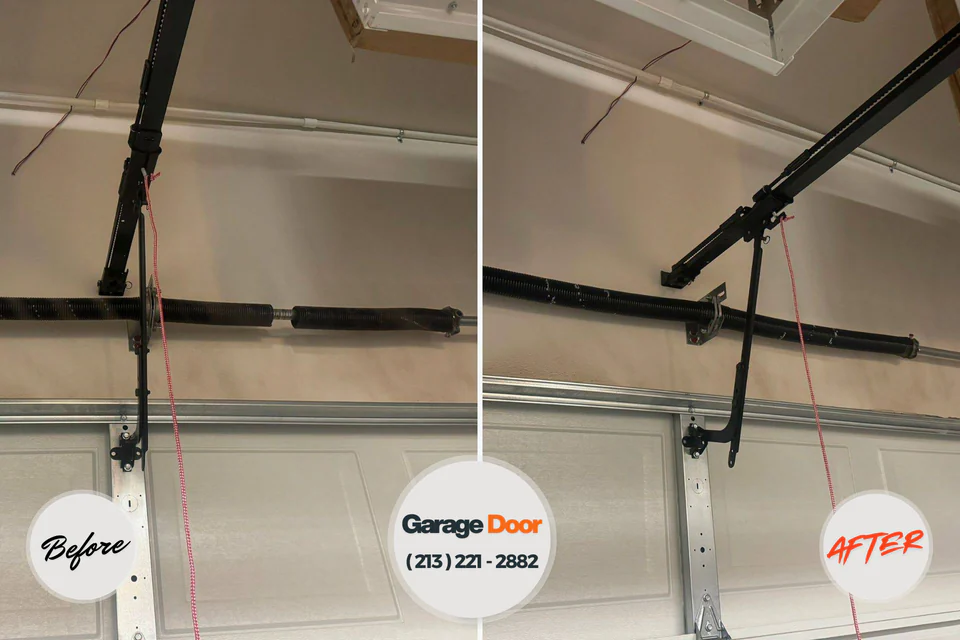 Before and after: garage door repair Thomas, OK